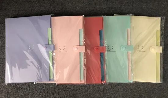 Colorful 5-Pocket Expanding File with Button