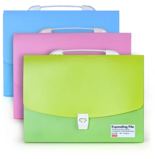 Colorful Expanding File with Button and Handle