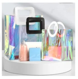 Customized Shopping Bags Durable Transparent Holographic Laser Tote Bag