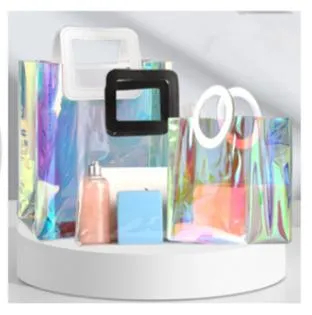 Customized Shopping Bags Durable Transparent Holographic Laser Tote Bag
