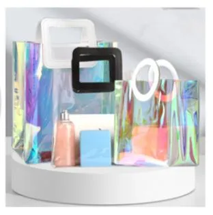 Customized Shopping Bags Durable Transparent Holographic Laser Tote Bag